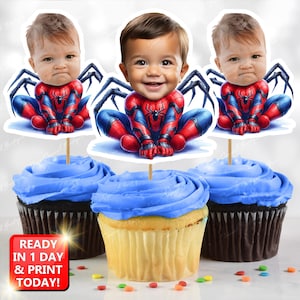Spidey Face Cupcake Toppers, Personalized Spidey and Friends Cupcake Toppers, Custom Spidey Cupcake Toppers Superhero Inspired, Digital File
