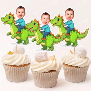Cute Dinosaur Cupcake Toppers, Dinosaur Birthday Cupcake Toppers , Digital File ,  Cupcake topper, Party cupcake topper , Printable Topper