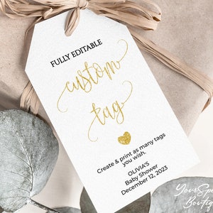 Favor Tag Template, custom tags with your words or logo, personalized wedding favor tag, luggage tag, logo tag, product tag, christmas tags