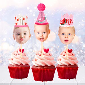 Cupcake Toppers Watermelon, Watermelon Toppers Photo Head, One in a melon Cupcake Toppers Watermelon Birthday Theme Melon Party, melon Theme