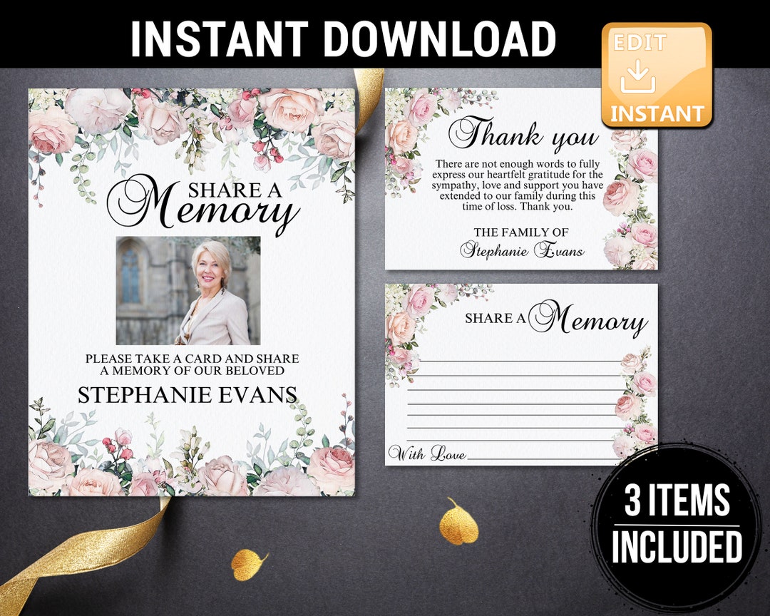 Funeral Thank You Cards , Share A Memory Card, Funeral Thank You Notes ...