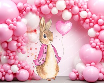 Peter Rabbit Cutout, Backdrop Big Decor, Pink GIRL Bunny Theme Party Decoration Baby shower Or Birthday Party Stand Up Prop Digital Download