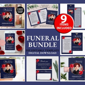 Funeral Bundle Set, Funeral Service Program, Funeral Order Of Service, Funeral Invitation Announcement, Funeral Sign, Prayer Cards F14