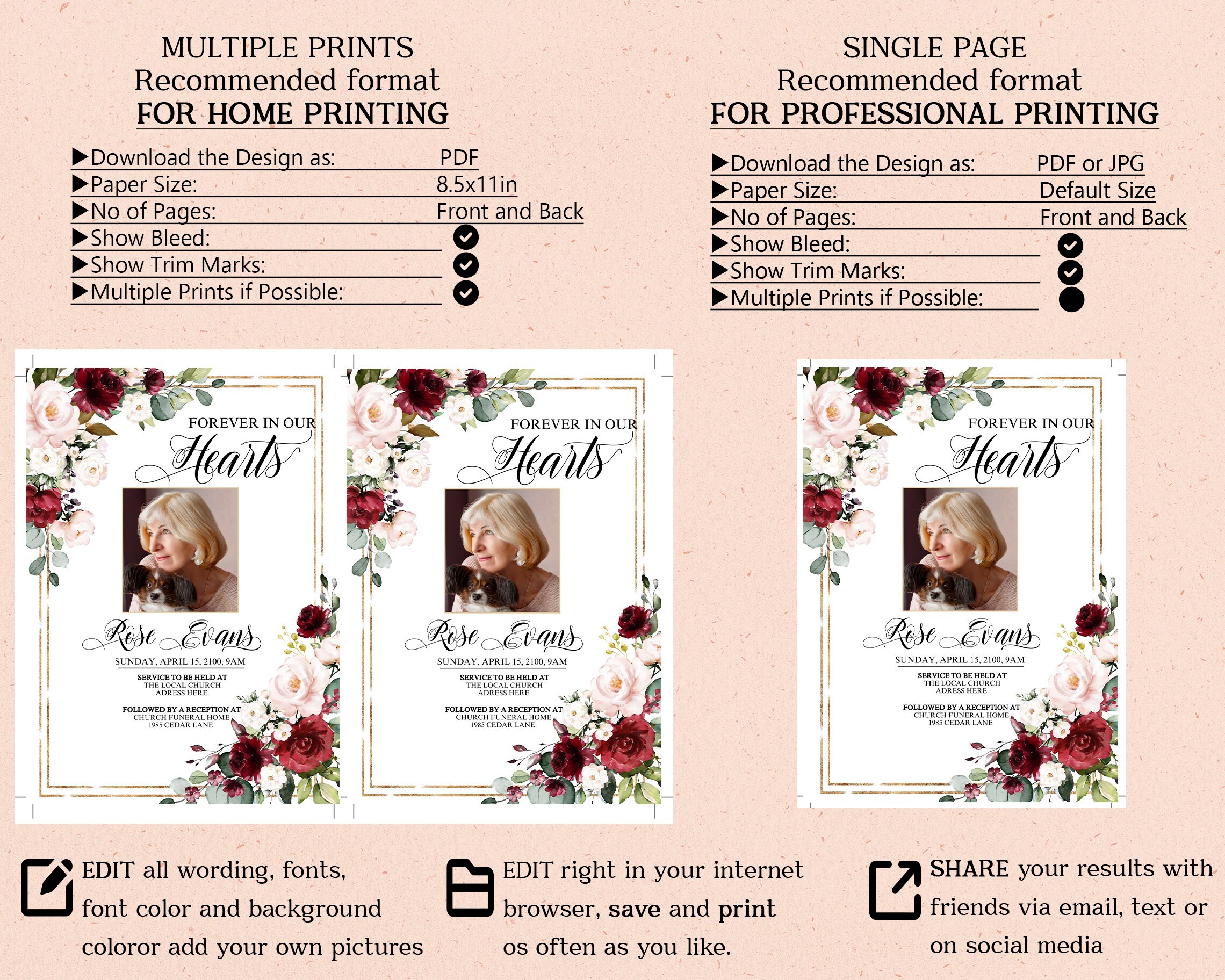 Funeral Announcement Funeral Invitation Funeral Announcement - Etsy