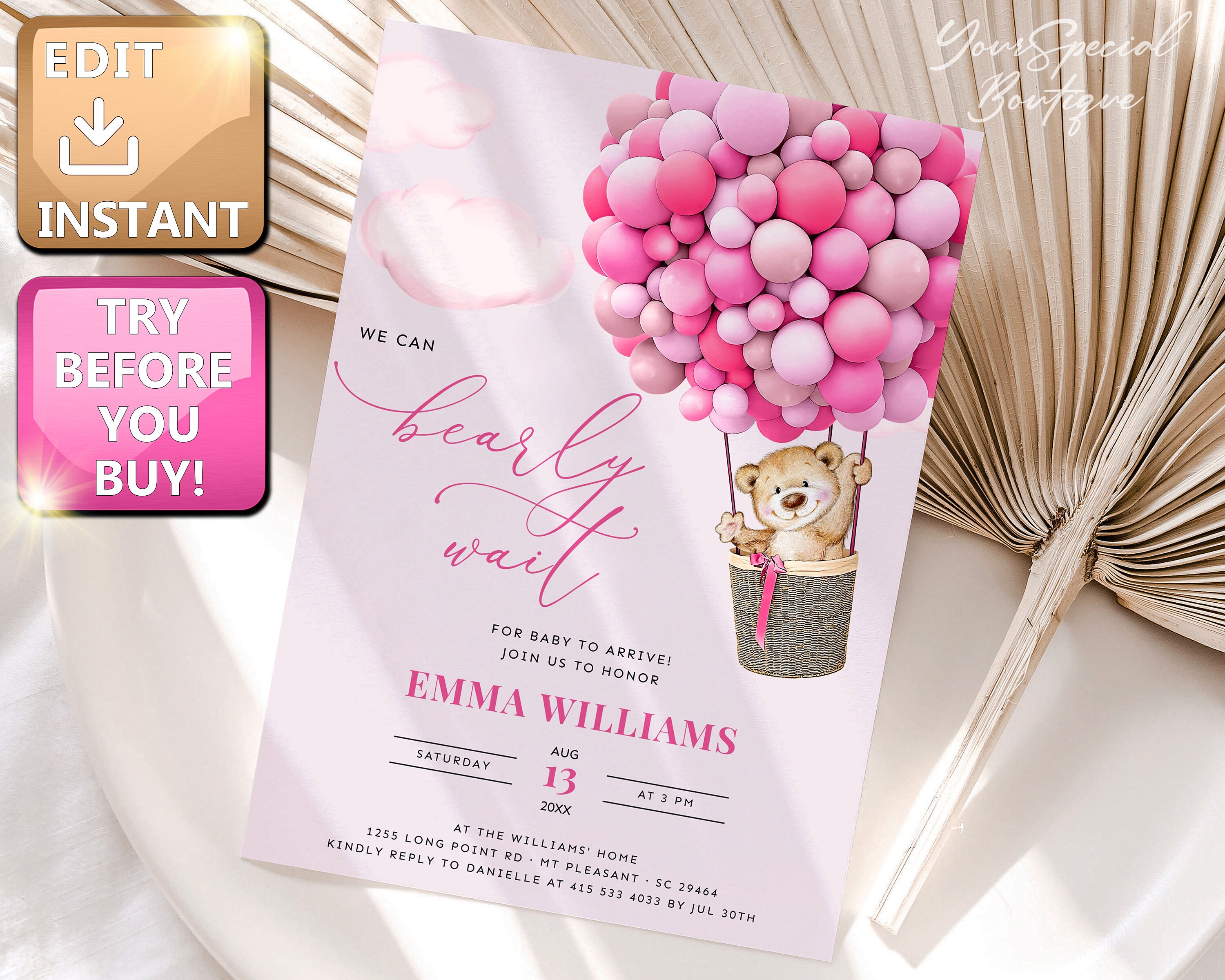 Baby Shower Bundle Girl Printable Baby Shower Pack Editable - Etsy