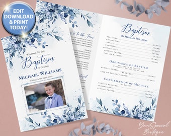 Baptism Program LDS Boy,  LDS Baptism Program, Baptism Program Template, LDS Baptism, Boy Baptism Program Printable Baptism Programs Boy 005