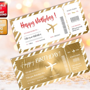 EDITIERBARE Event Foiled Voucher Ticket Vorlage, Beliebiger Text, personalisierter Geburtstag, Hotelreservierung, Save The Date, Geschenküberraschung Weihnachten