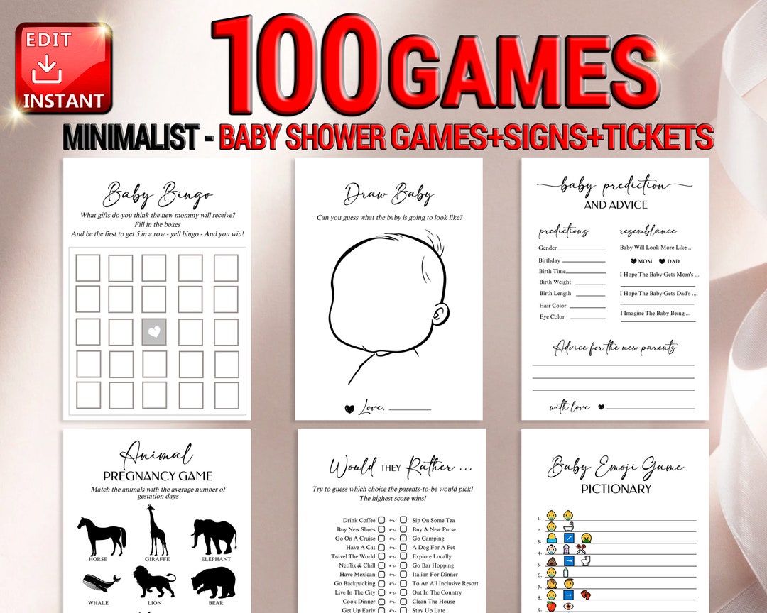 Baby Shower Games Printable, Baby Shower Games Bundle, Baby Shower ...