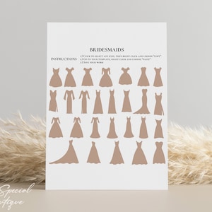 Bridesmaid Info Card Template, Bridal Party Info Card Bridesmaid ...