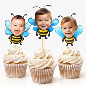 Bumblebee Cupcake Topper, Printable CupcakeTopper, Cute Bee Cupcake Topper, Funny Bee Topper , Personalised Cupcake topper, Birthday Cake