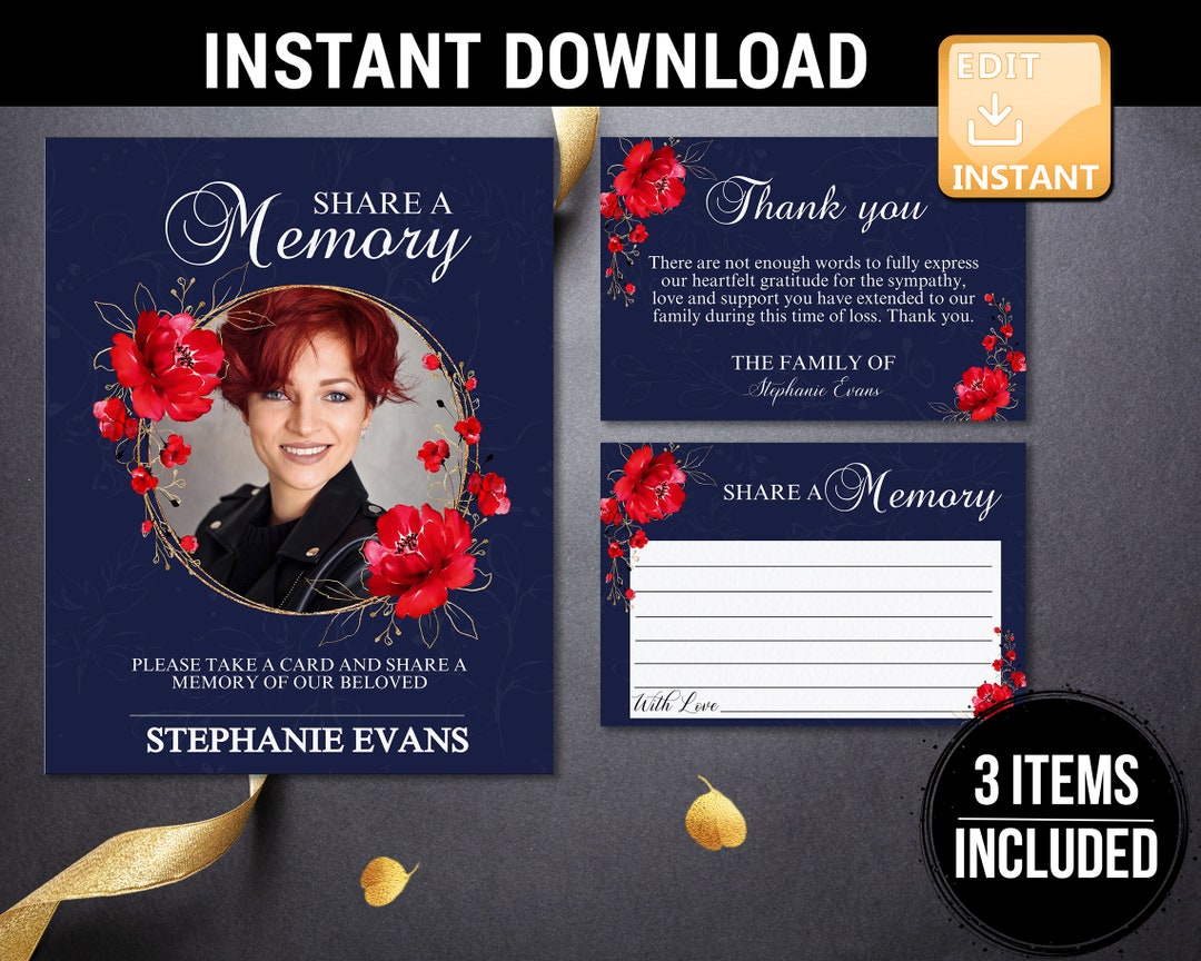 Share A Memory Sign, Share A Memory Card, Funeral Thank You Cards ...