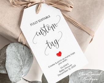 Danke Favor Tag Vorlage, Dankeschön Tag, Babyparty Tags Printable Personalisierte bearbeitbare Tags Sofortiger Download, Kalligraphie, Custom Tag