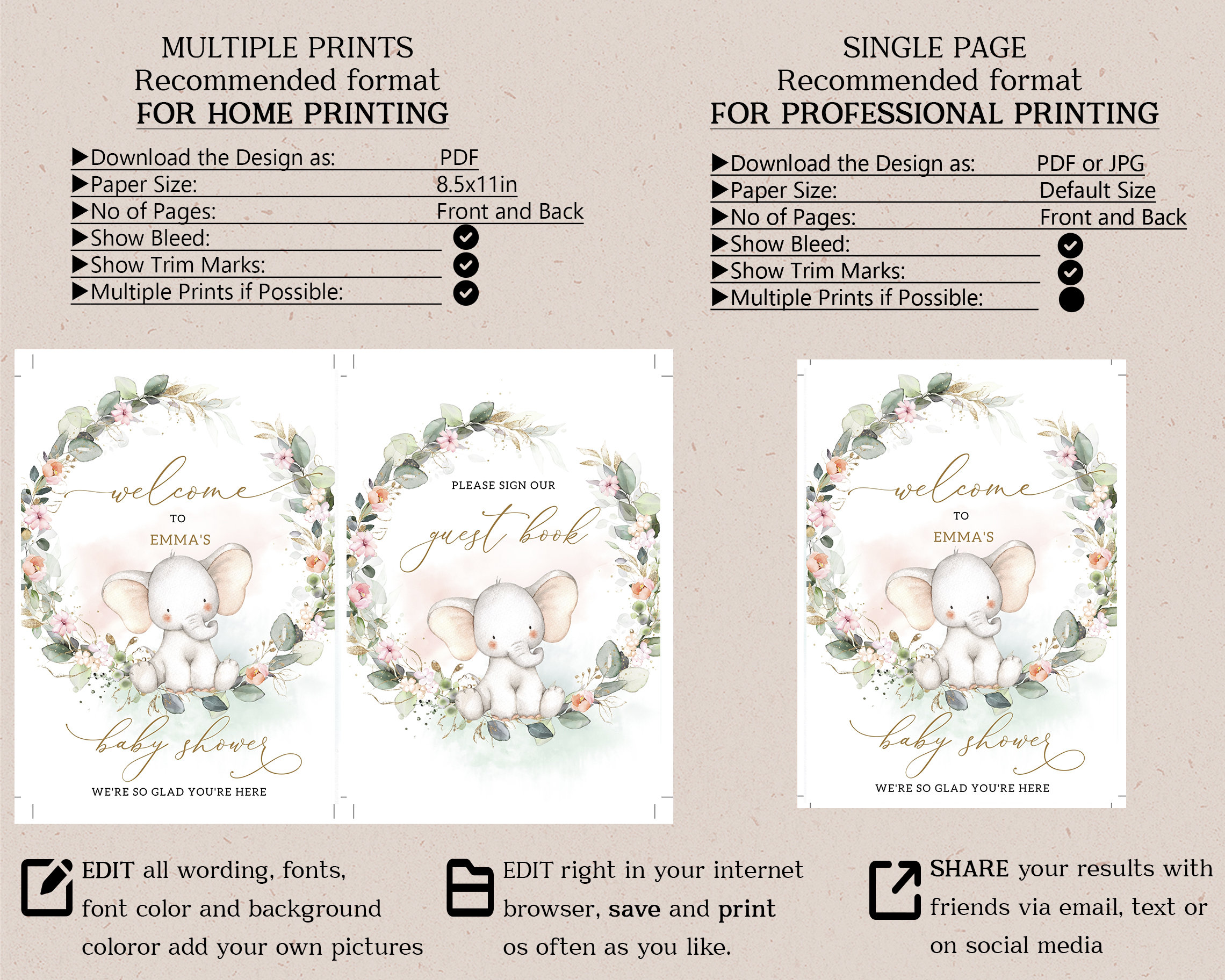 Baby Shower Sign Template Custom Printable Signs Baby Shower - Etsy