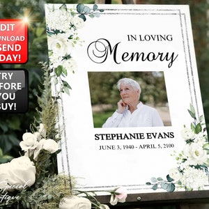 Funeral Sign, Memorial Sign Celebration Of Life, Funeral Sign Printed, Spanish, Funeral service program,funeral welcome sign, memory sign F3
