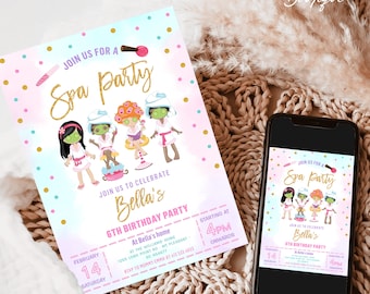 Threenager fashion & makeup girl 3rd third birthday invitation, girl spa make up birthday invite corjl digital printable, girl Spa Party 086