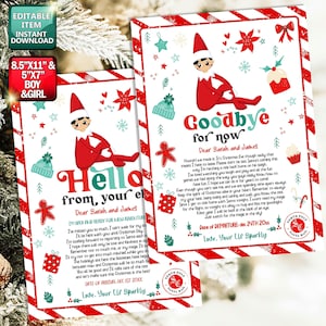 BEWERKBARE Elf Hallo brief, groeten van Elf, Elf I&#39;m Back Elf Arrival Elf Return Elf Vaarwel brief Elf afscheidsmail elfenbrieven downloaden