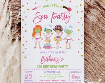 Spa Party Invitation, Editable Pamper Party Invite Template, Tween Manicure & Pedicures Birthday, Glitz and Glam Girls Invite Printable 087