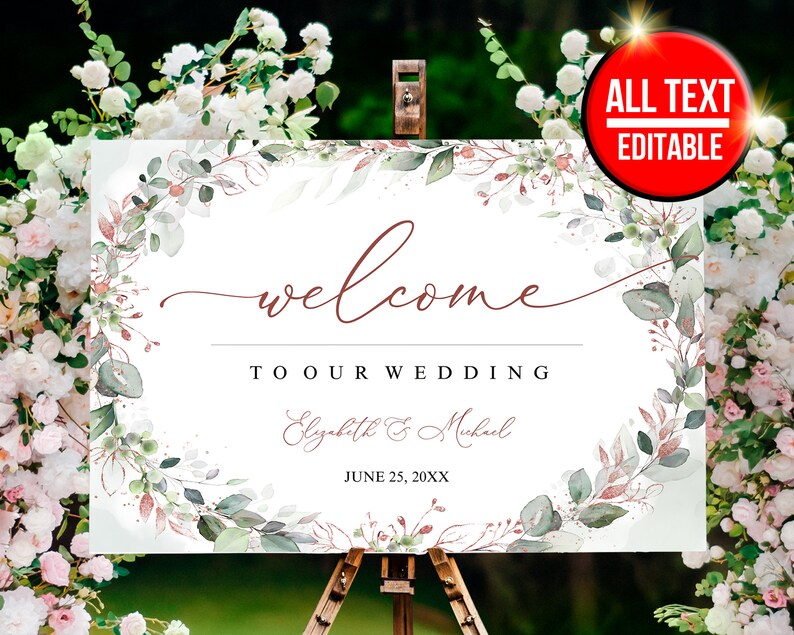 Wedding Welcome Sign Greenery Wedding Welcome Sign - Etsy