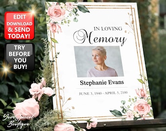 Memorial Sign, Funeral Sign Template, Funeral Sign Bundle, Funeral Sign Printed, Funeral Sign Spanish, memorial sign celebration of life F7