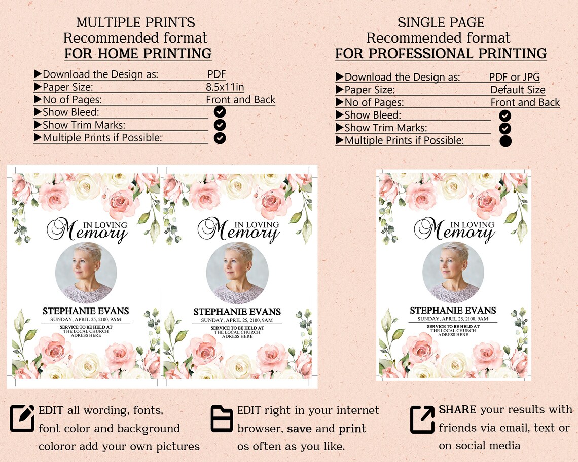 Funeral Announcement Funeral Invitation Funeral Announcement - Etsy