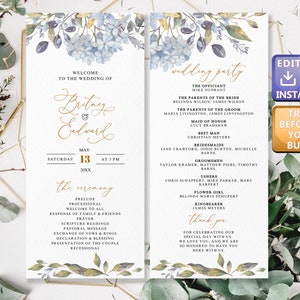 Wedding Program Boho , Program Template Modern, Wedding Ceremony ...