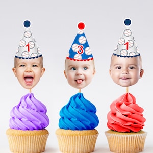 Baseball Cupcake Toppers, Cupcake Toppers with Photo, Sports Theme Party, Baseball Party Decorations, Baseball Decorations Custom Face 12