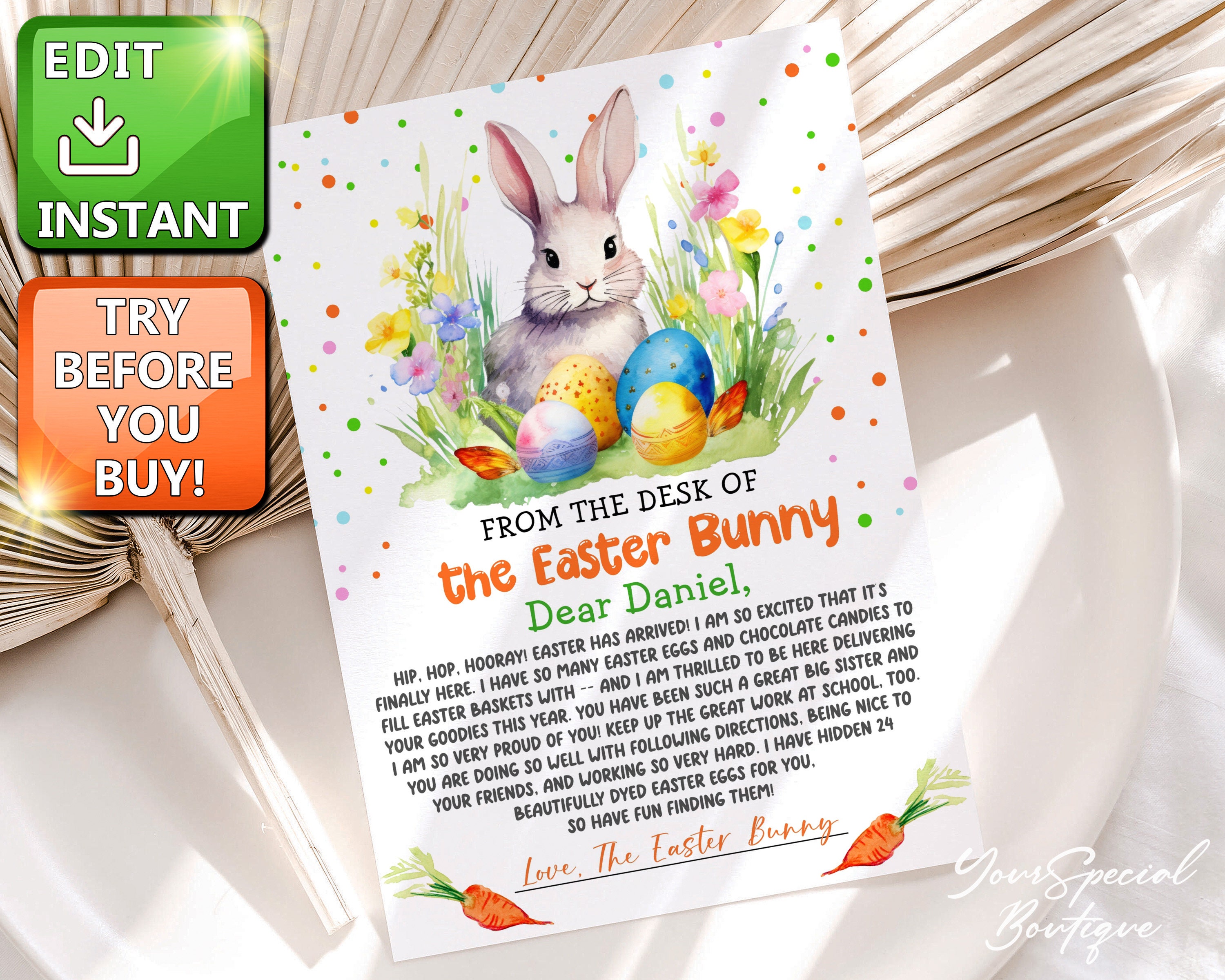 Editable Easter Bunny Letter Return Letter From the Desk of Easter ...