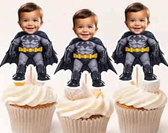 Superhero Cupcake Toppers or Stickers, Superhero Inspired Cake topper, Comic Book Superhero, Face Cupcake Toppers, First Birthday Cupcake