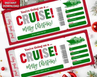Christmas Cruise Boarding Pass, Cruise Boarding Pass Template, Cruise Ticket, Surprise Cruise, Printable Ticket, Printable Boarding Pass