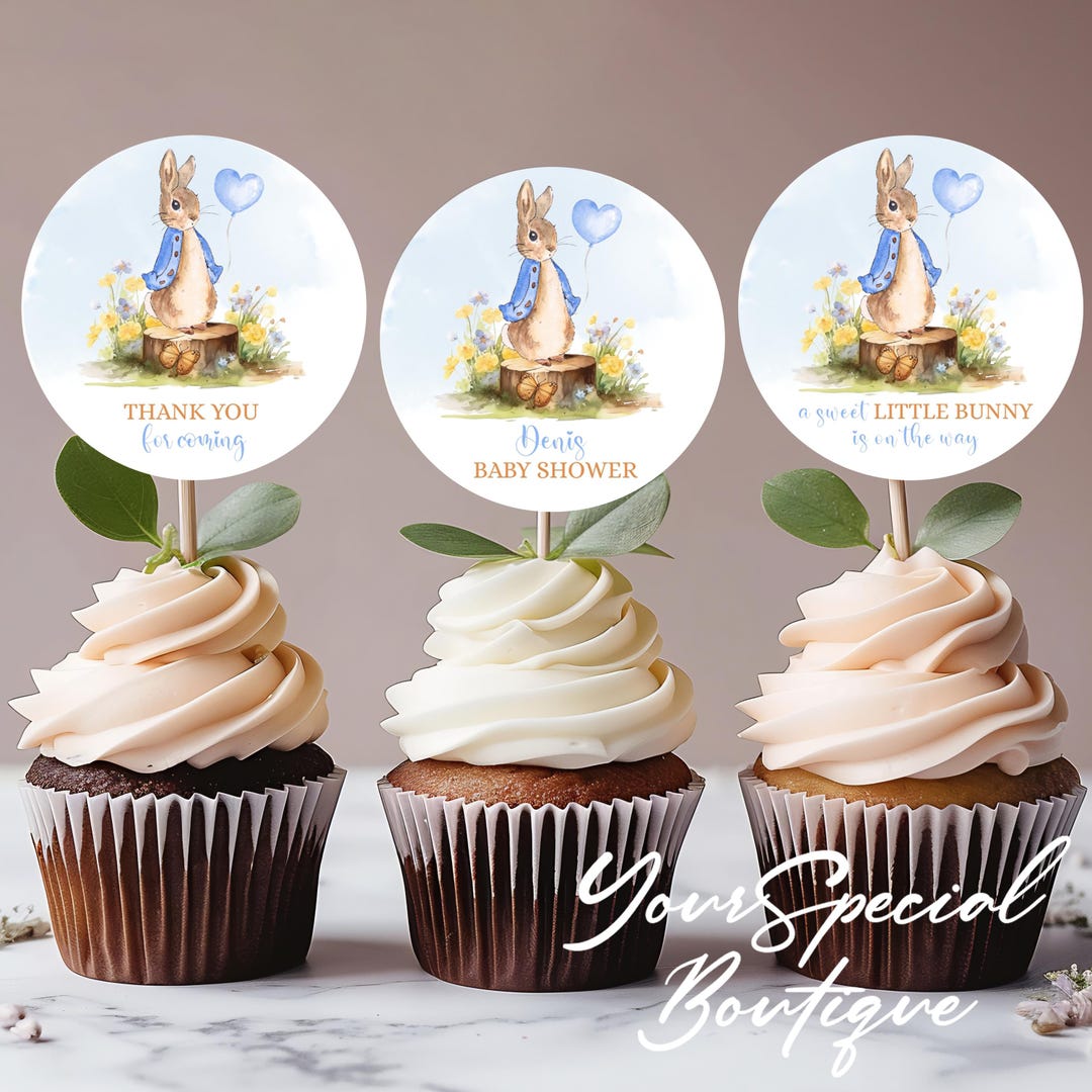 Peter Rabbit Cupcake Toppers | Peter Rabbit Theme | Baby Shower Party ...