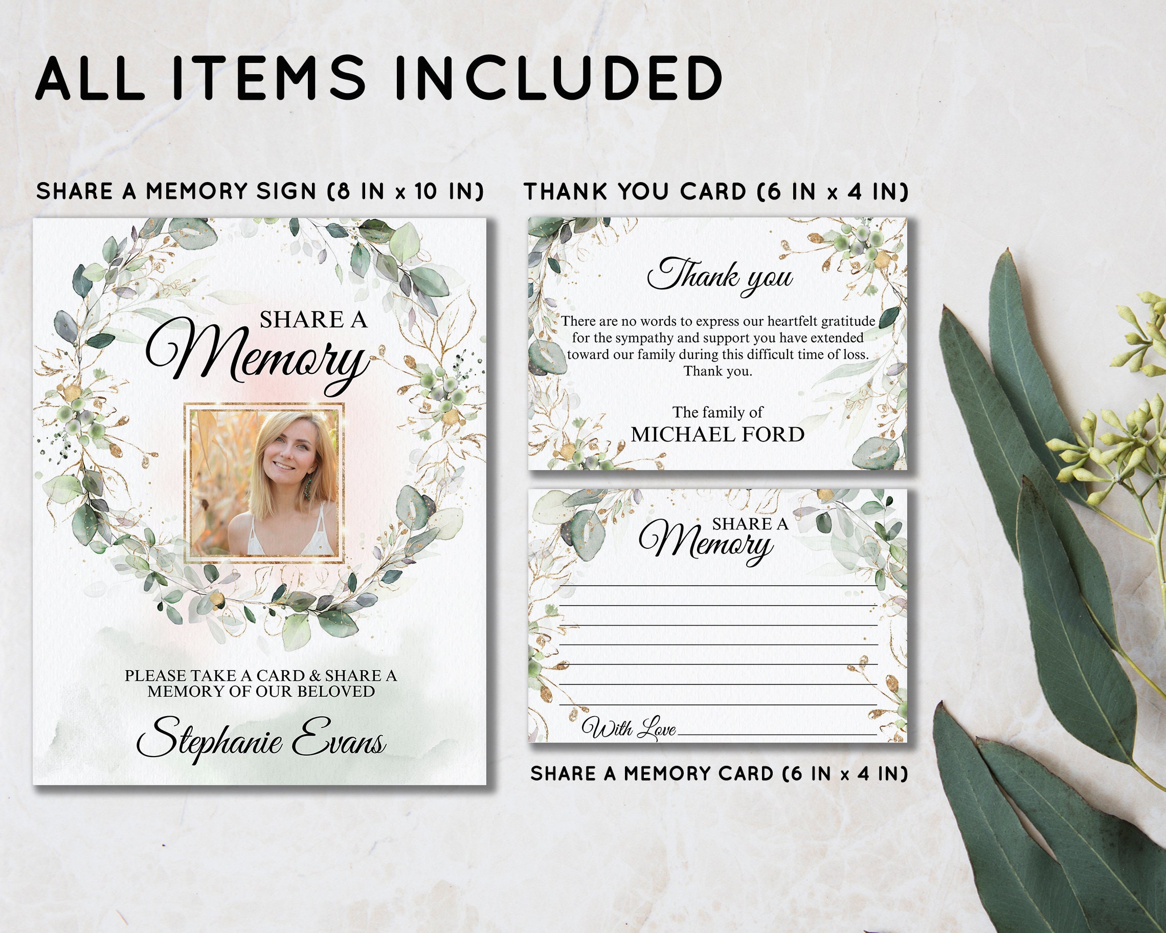 Funeral Thank You Cards, Funeral Share a Memory, Share a Memory Card ...