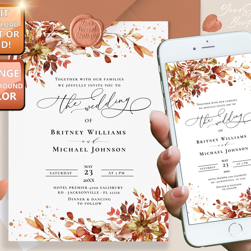 Etsy Fall Invitations Fall Wedding Invitations - Etsy
