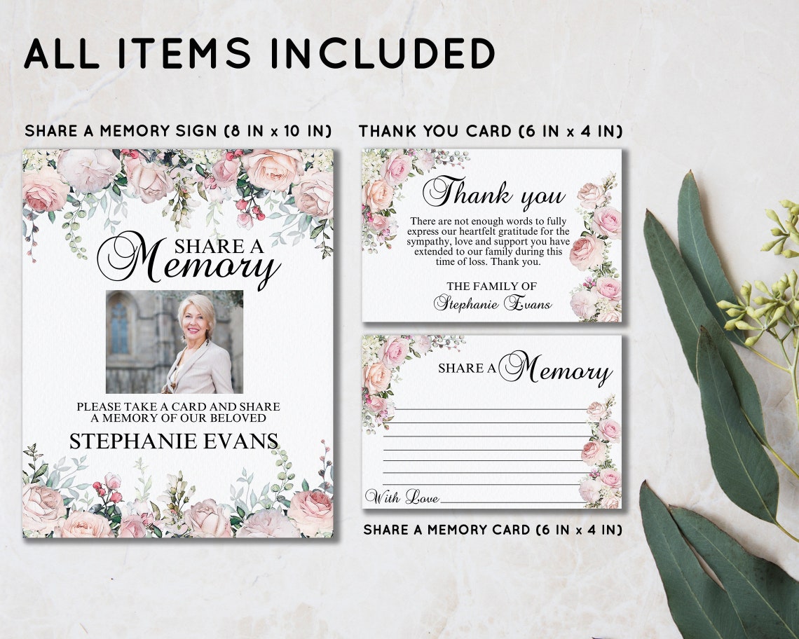 Funeral Thank You Cards , Share A Memory Card, Funeral Thank You Notes ...