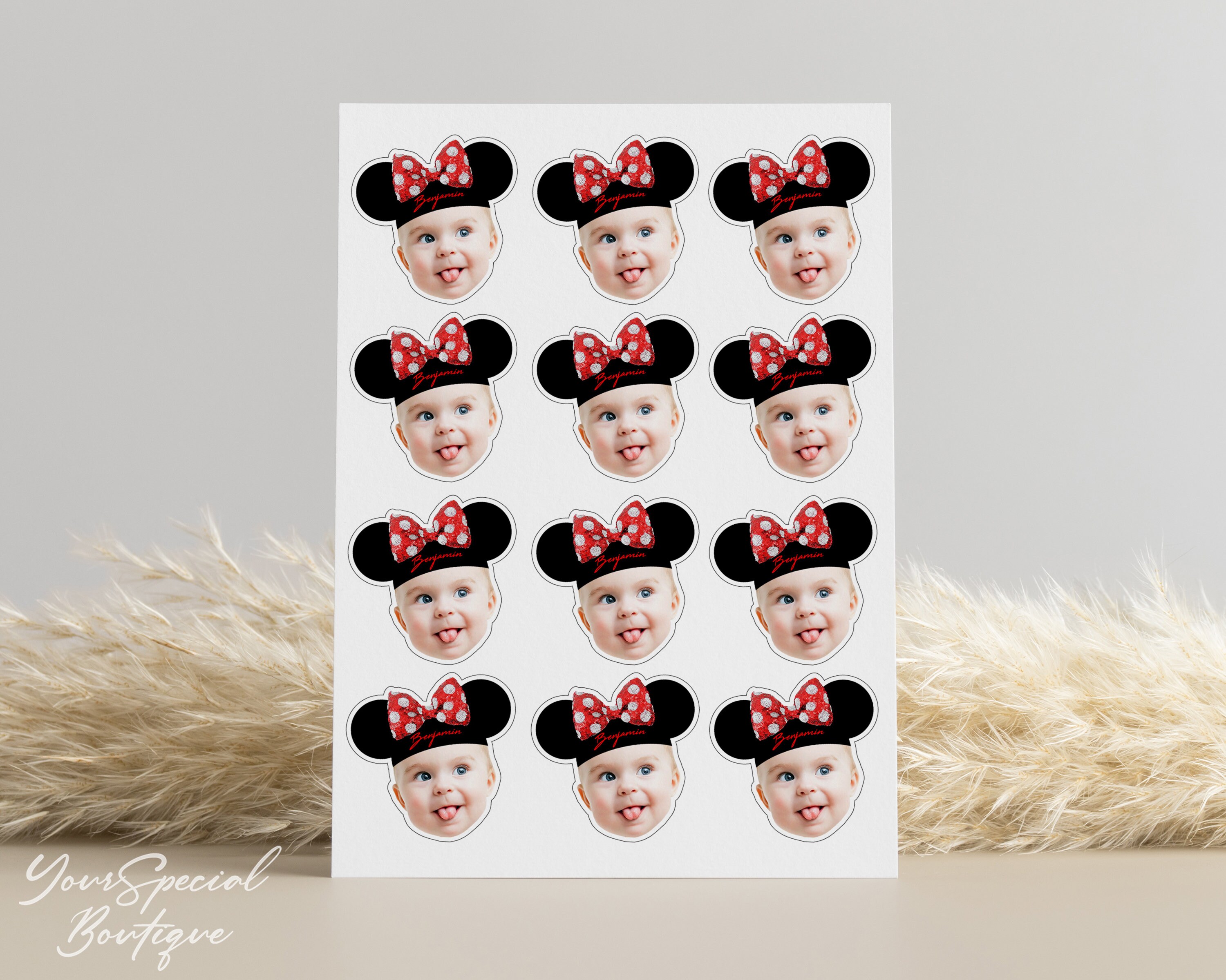 Photo Cupcake Toppers Mickey Mouse Hat Inspired Printable - Etsy