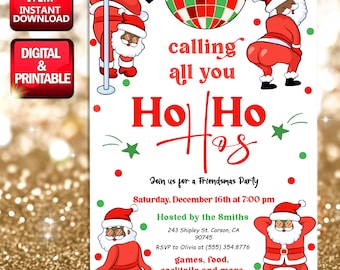 Friendsmas Funny Invitation Template, Editable Digital Christmas Invite, Friendsmas Party, Adult Holiday Party Invite, Girls Night Party