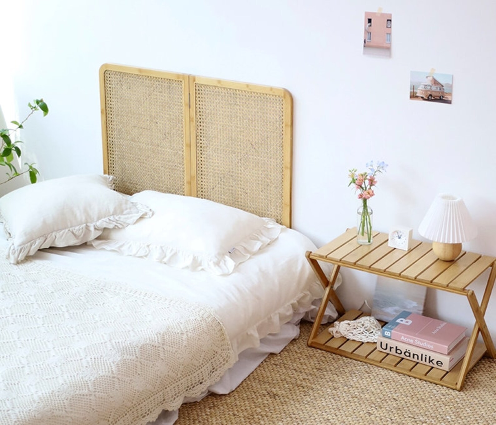 Rattan Bedhead Folding Low Bed Headboard Single Etsy