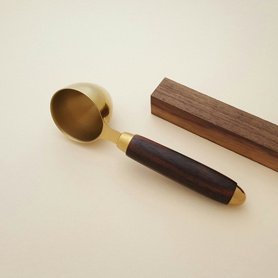 Gold Plated Stainless Steel Coffee Scoop with Wood Handle 10 Etsy