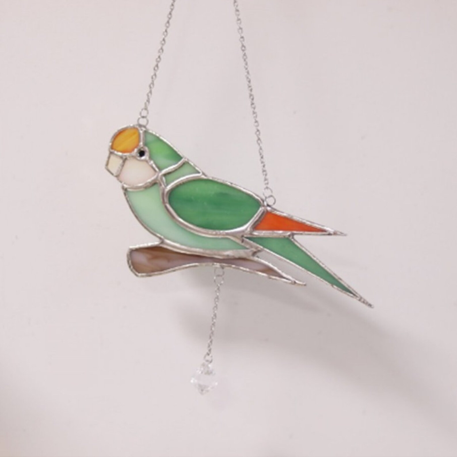 Parrot Bird and Perch Stained Glass Art Window Hangings Etsy