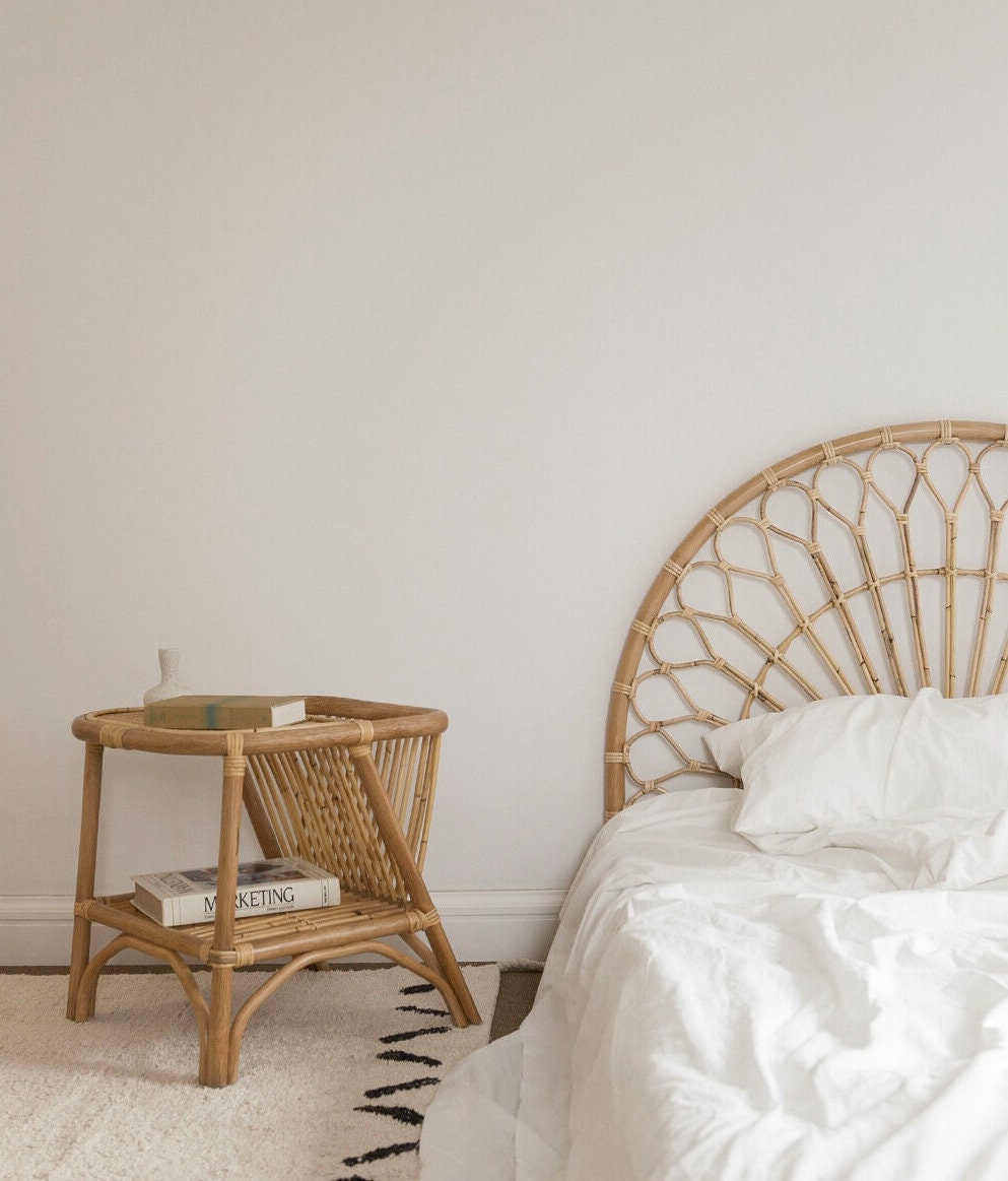 Rattan Headboard Boho Bed head Wicker Bedhead Etsy
