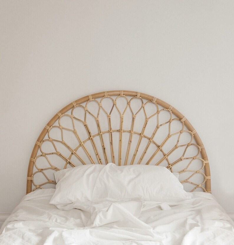 Rattan Headboard Boho Bed head Wicker Bedhead Etsy