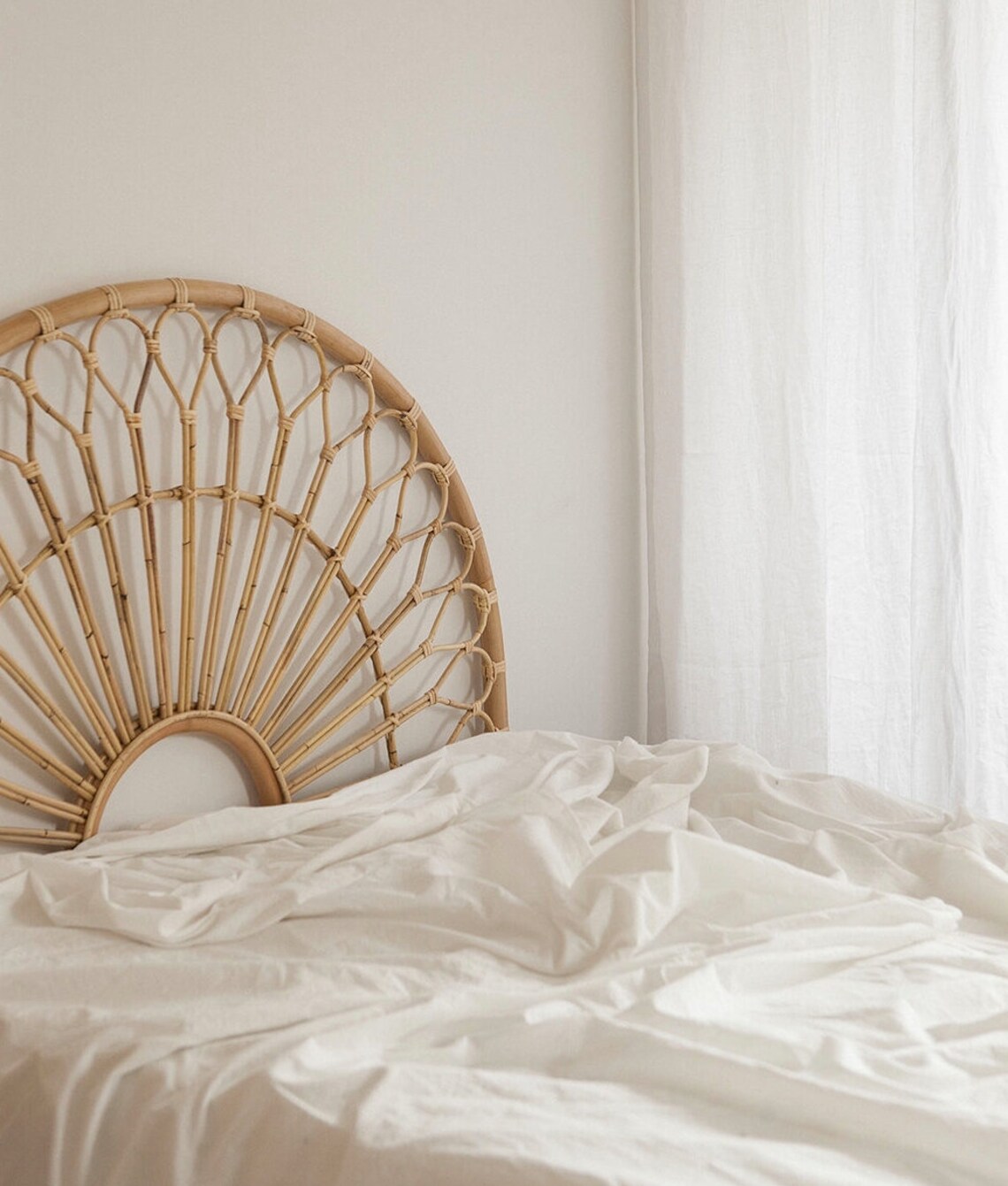 Rattan Headboard Boho Bed head Wicker Bedhead Etsy