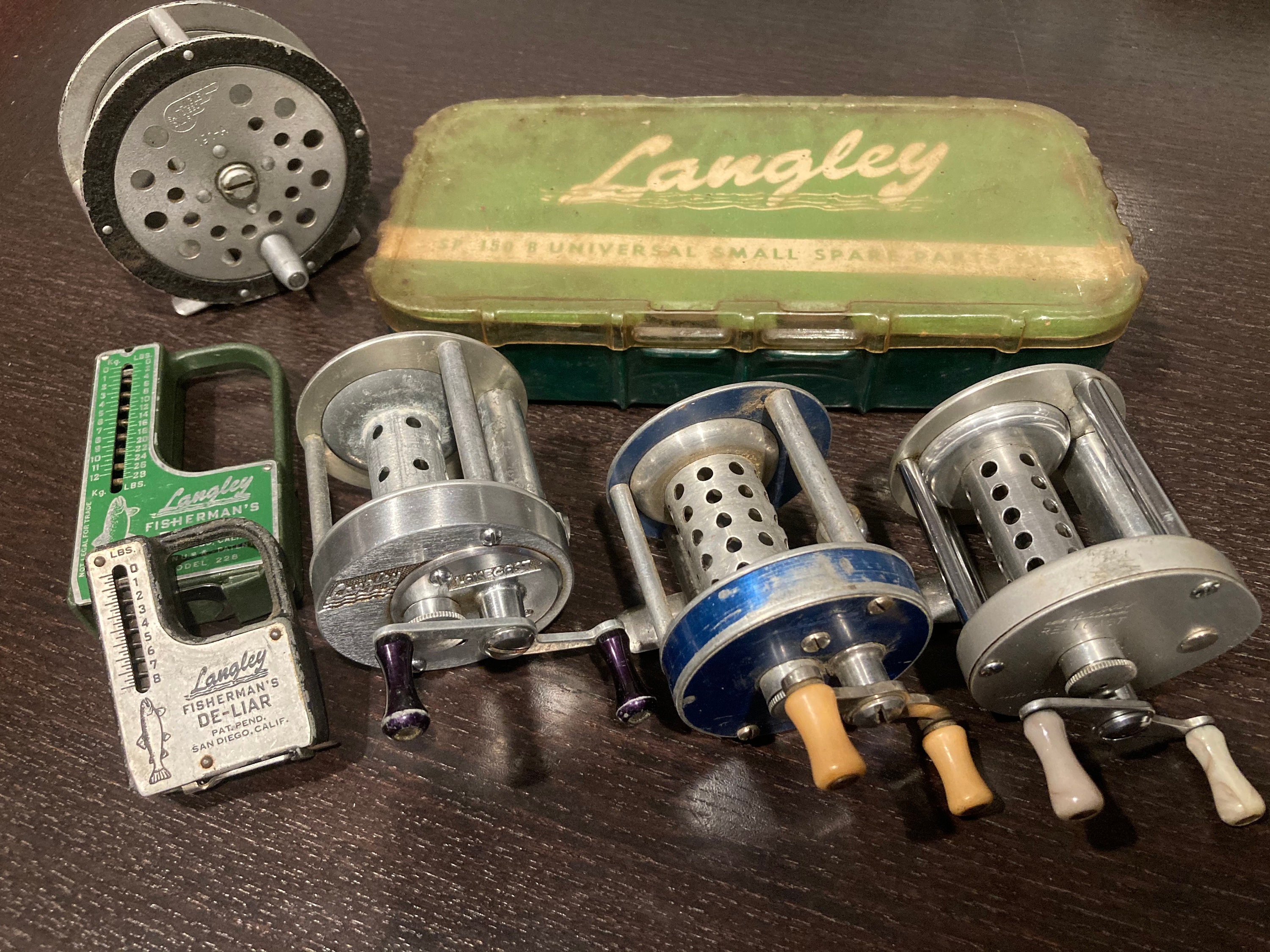 Vintage Collection Langley Fishing Reels, Replacement Parts & Original  Fisherman's De-liar 