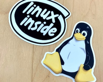 Linux Inside Tux Penguin Laptop Vinyl Open Source Sticker Decal