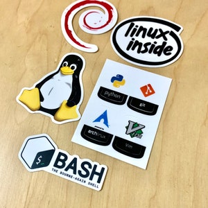 Programmer Vinyl stickers Golang gopher Arch Linux Inside Vim Python Git Decal