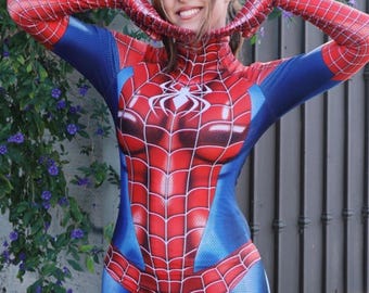 Traje Zentai de Spandex estilo superhéroe Spider-Girl: disfraz de cosplay y Halloween para adultos
