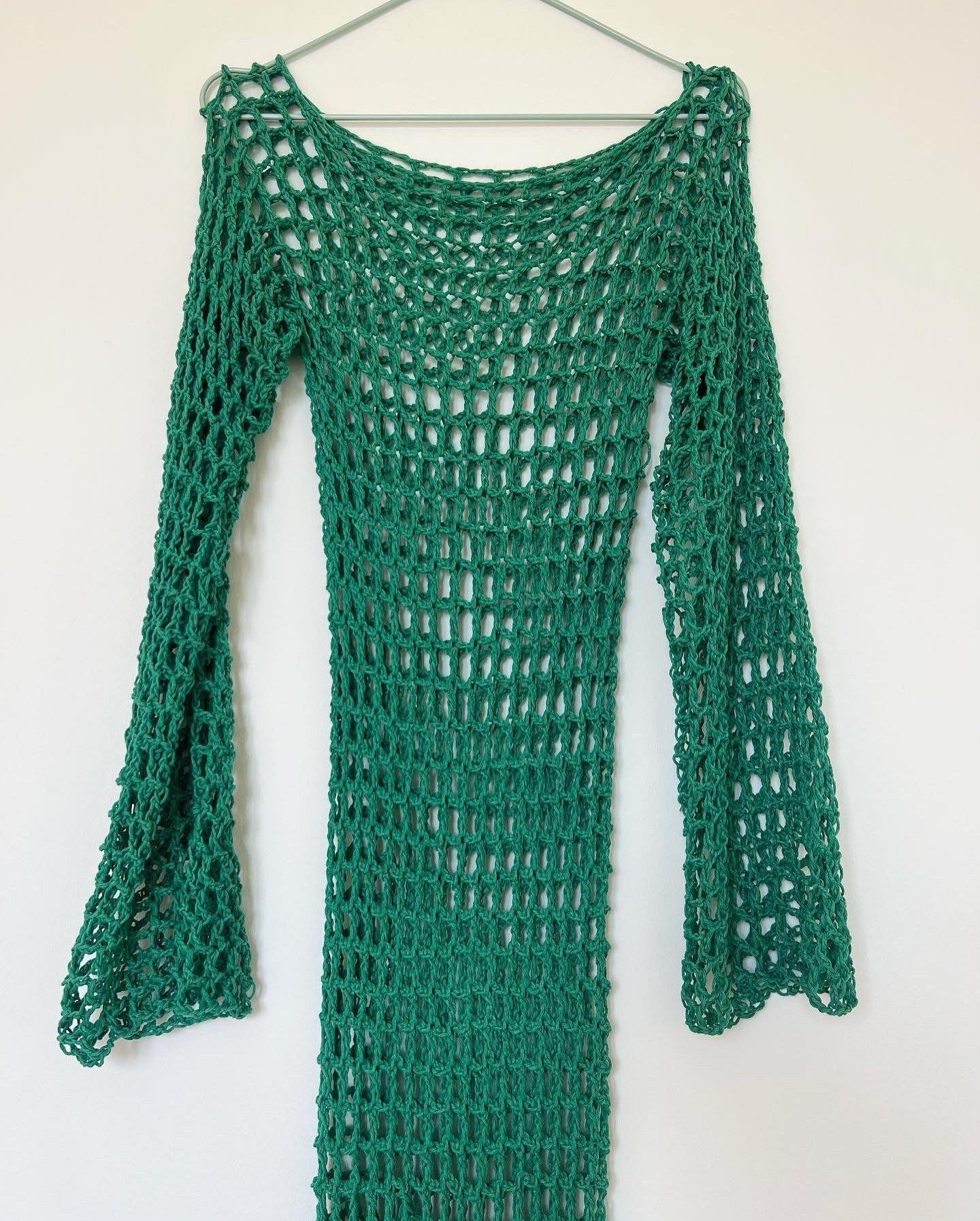 Crochet Sleeves Dress Long Mesh Dress Vintage Loose Smock - Etsy