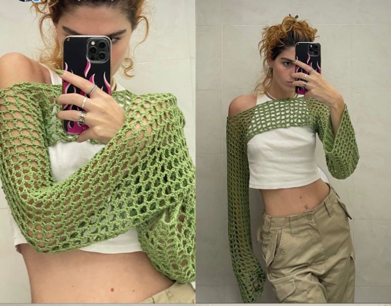 Handmade Crochet Mesh Sleeves All Size Crochet Sleeves Net Etsy