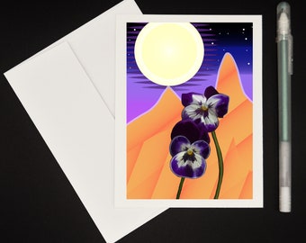 Customizable Abstract Floral Cards | Blank Greeting Cards | Note Cards | "Pansies" blank cards with envelopes
