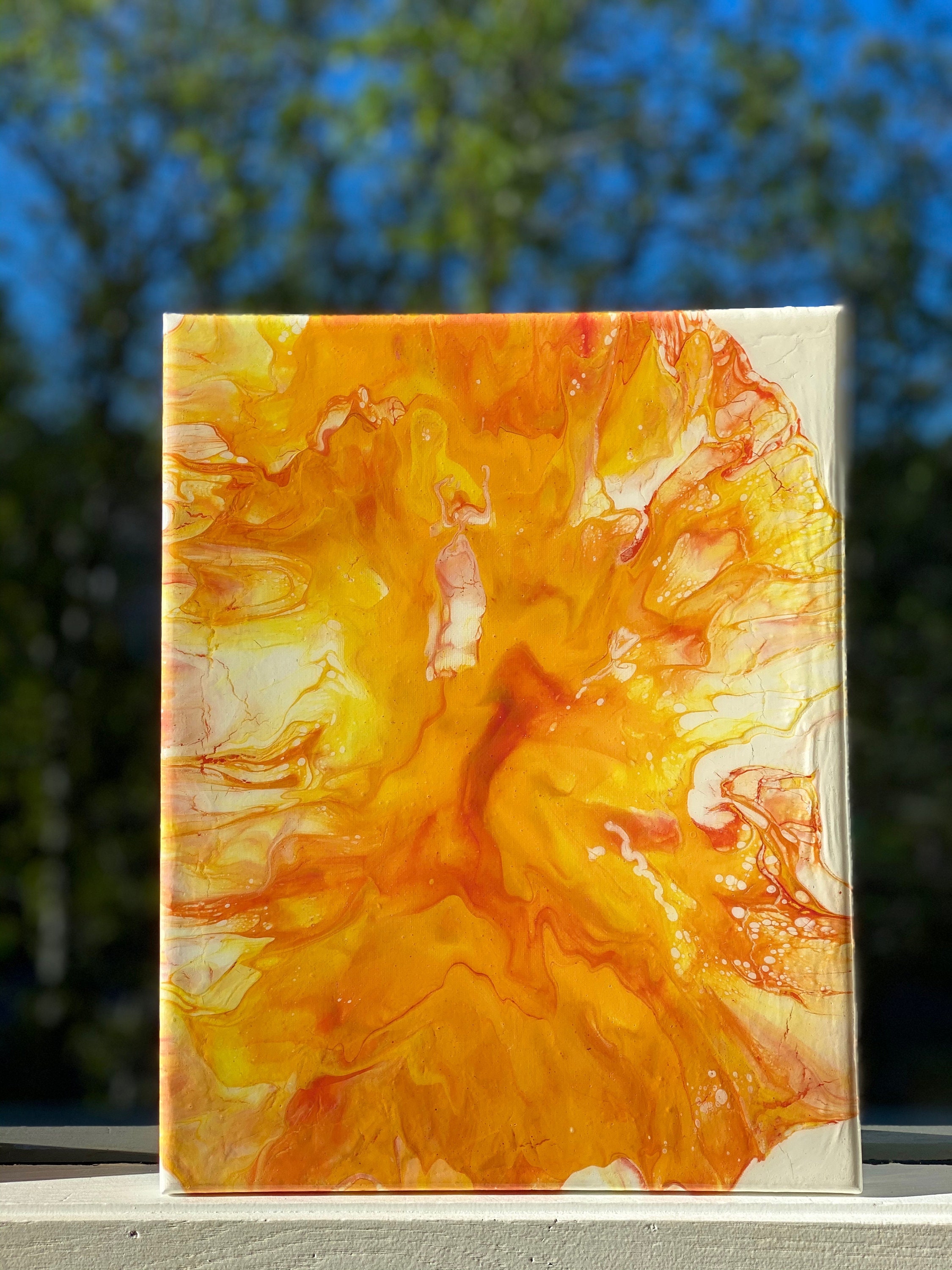 Orange Splash 11 x 14 Acrylic pour painting Etsy
