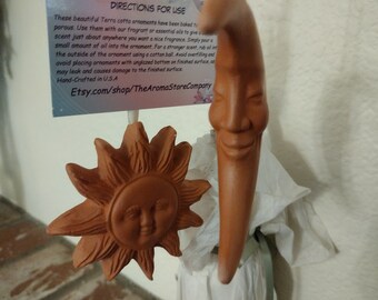 Terra Cotta Sun & Moon Oil Diffuser, Hand-Crafted Air Freshener
